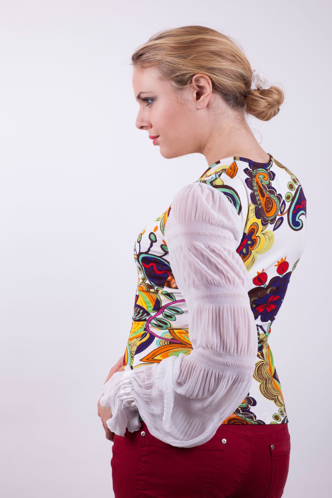 Ruched Sleeved Top - Romance